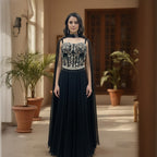 Stylish Black Party Wear Corset-Style Outfit | Wedding Guest Outfit