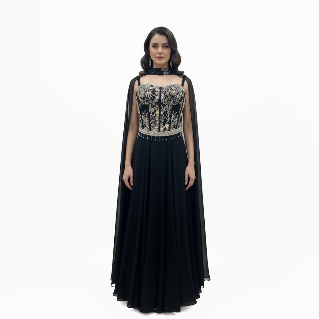 Stylish Black Party Wear Corset-Style Outfit | Wedding Guest Outfit