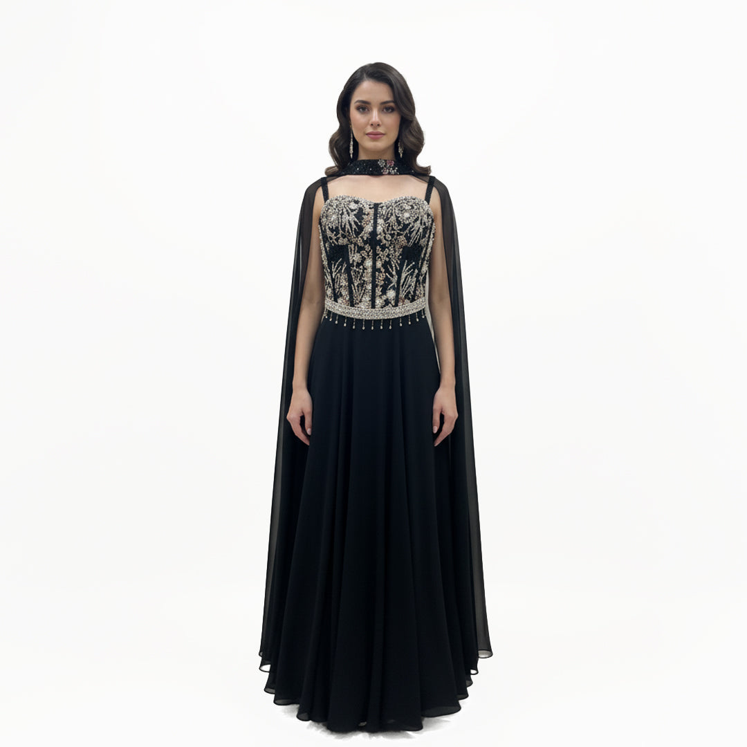 Stylish Black Party Wear Corset-Style Outfit | Wedding Guest Outfit