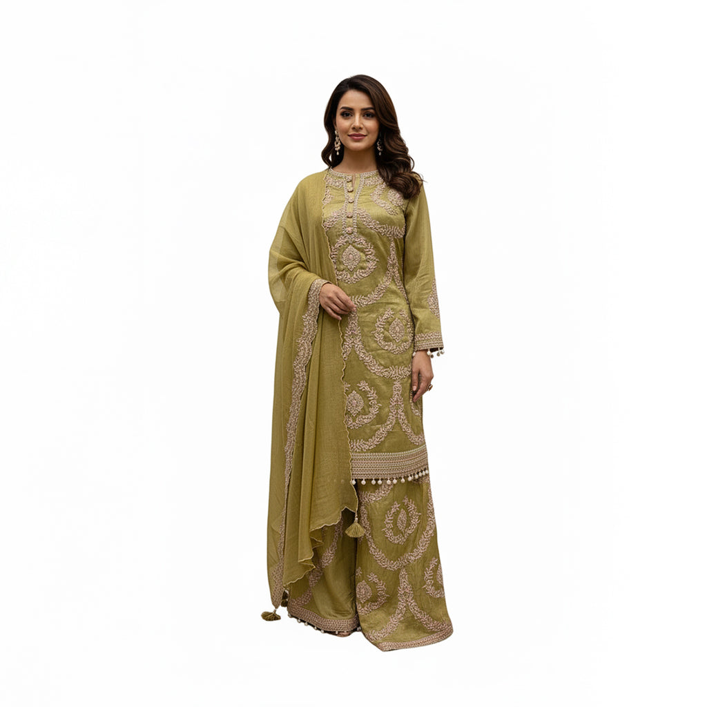 Stunning Gold Sharara Suit | Designer Ethnic Wear for Parties