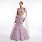 Exquisite Pink Mermaid Style Dress With Cape