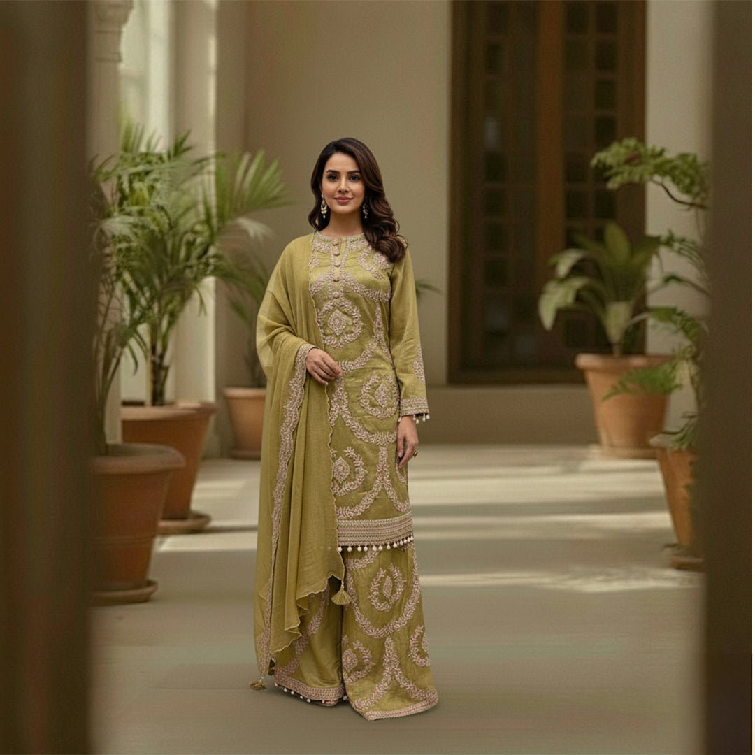 Stunning Gold Sharara Suit | Designer Ethnic Wear for Parties